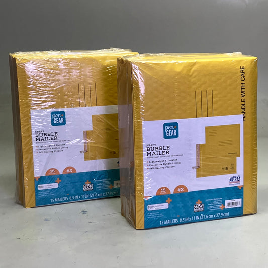 PEN+GEAR (90 Count) #2 Kraft Bubble Mailer 8.5" x 11" Yellow WAL62061