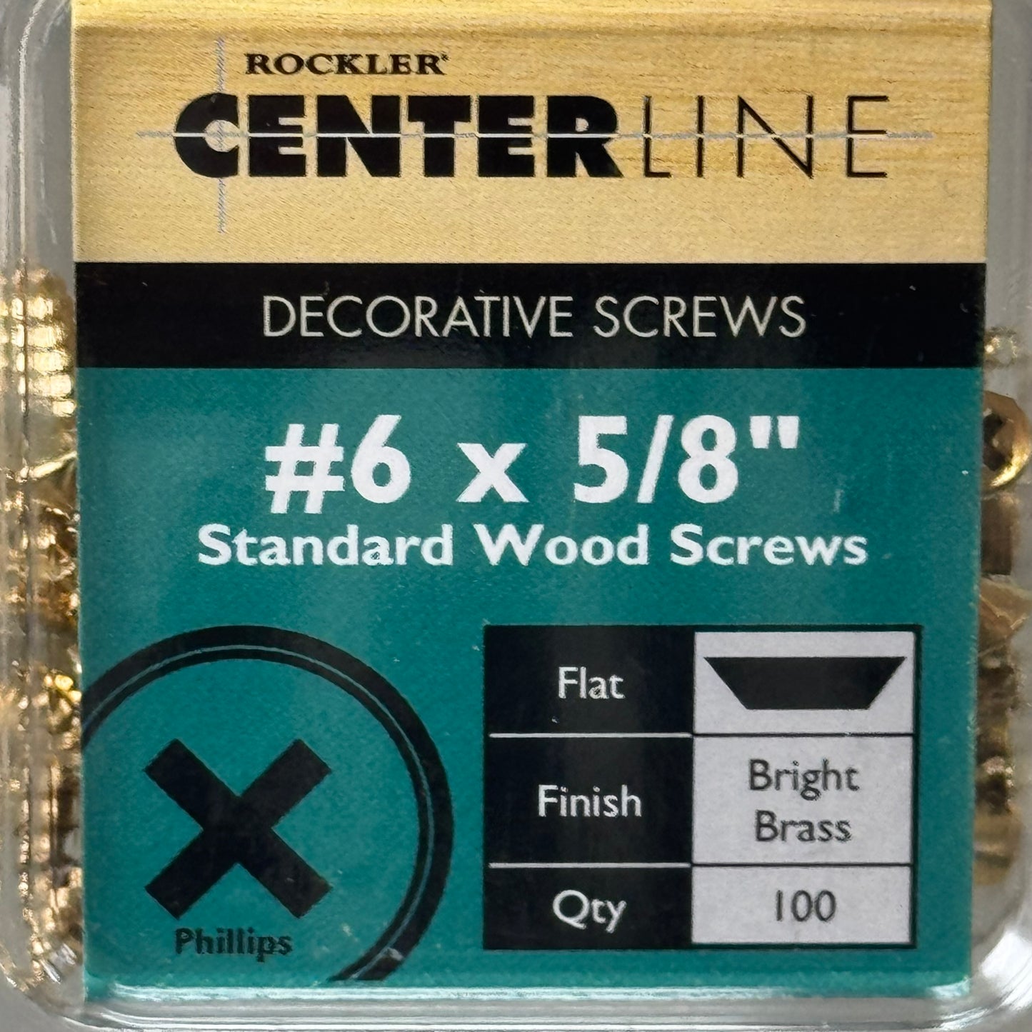 ROCKLER (2 PACK, 200 SCREWS TOTAL) Centerline Decorative #6 x 5/8"Standard Wood