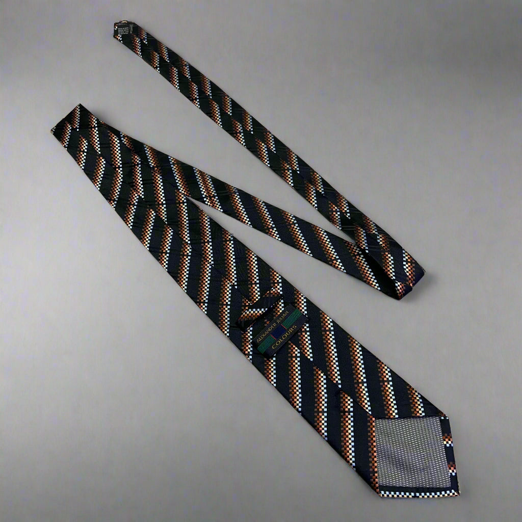 ALEXANDER JULIAN COLOURS Retro Design Tie 64" Black/Multicolor (Pre-Owned)