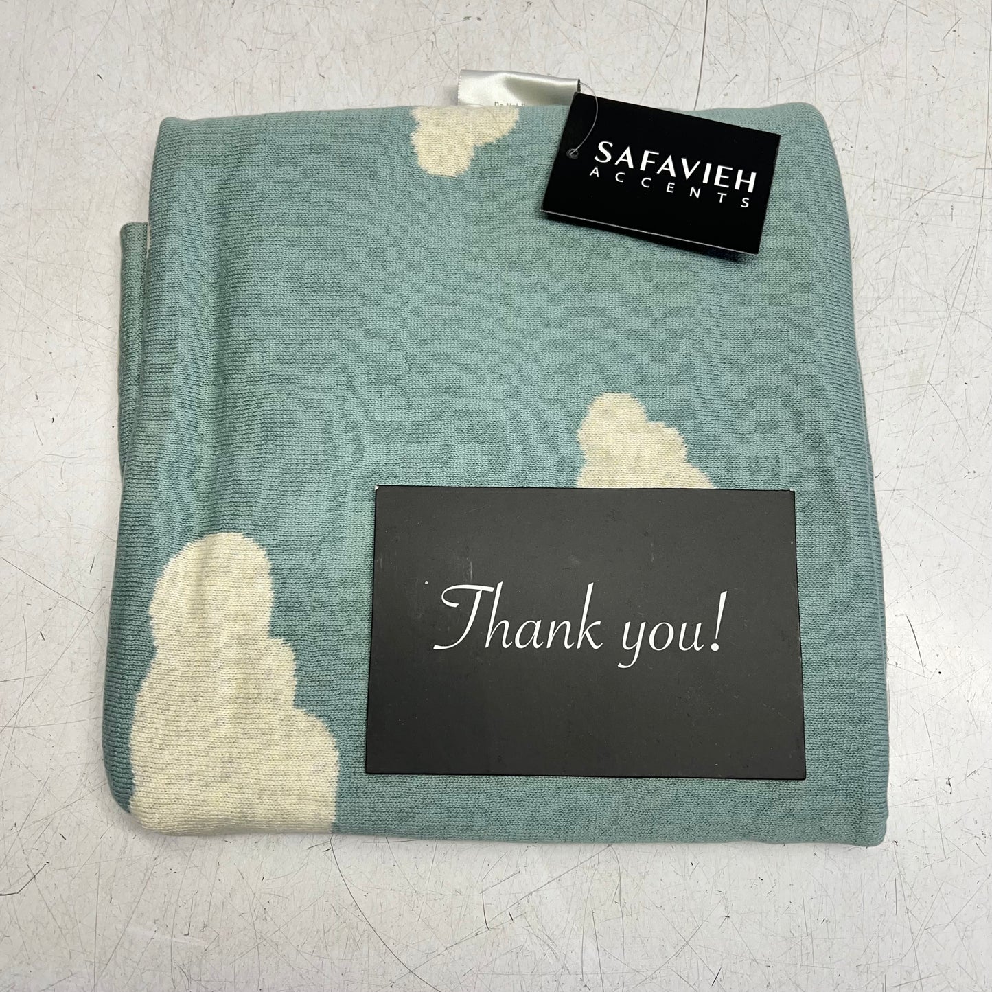 SAFAVIEH Skye Throw Blanket 100% Cotton 32"x40" Summer Blue/White BBY1011A-3240