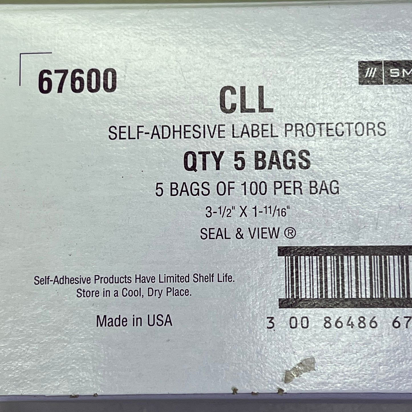 SMEAD (500 PACK) Seal & View Label Protectors 3-1/2" x 1-11/16" Clear  67600