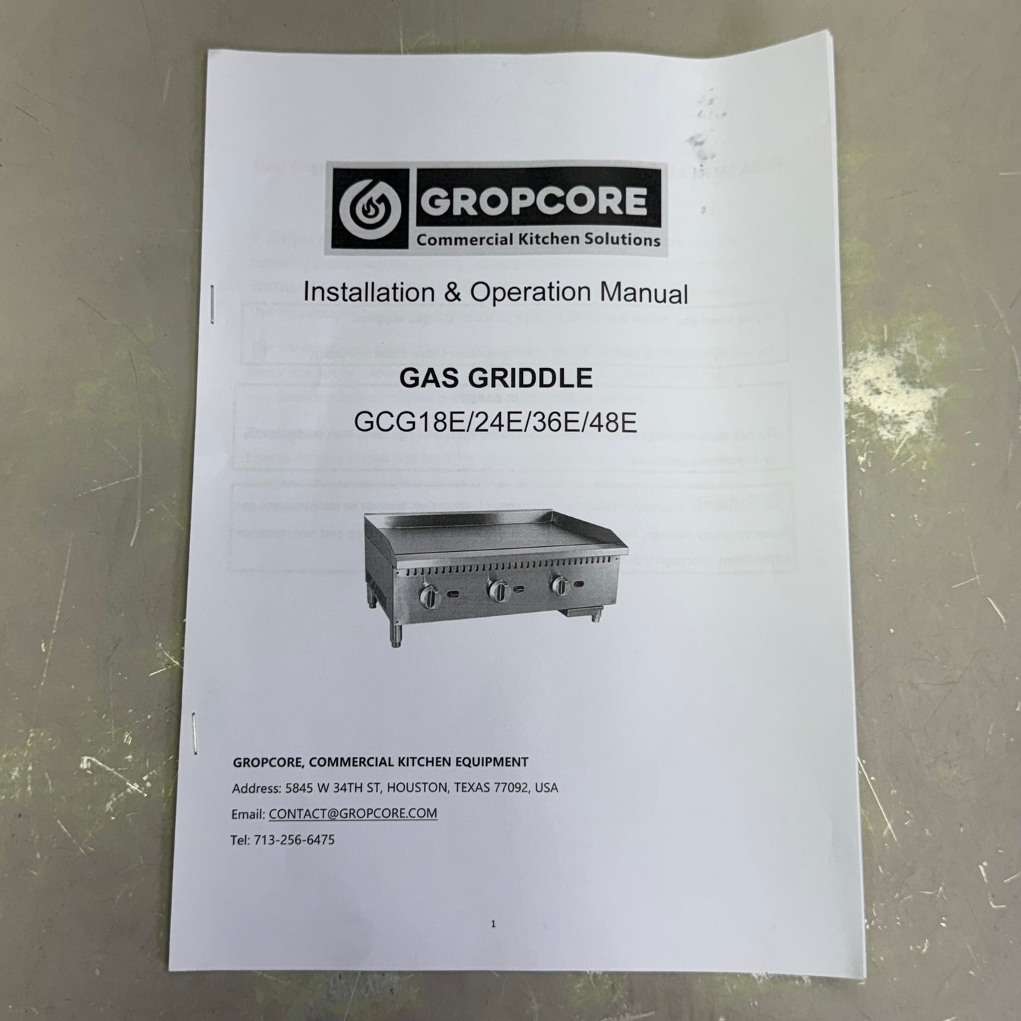 GROPCORE Gas Griddle 90000 BTU Grey GCG36E