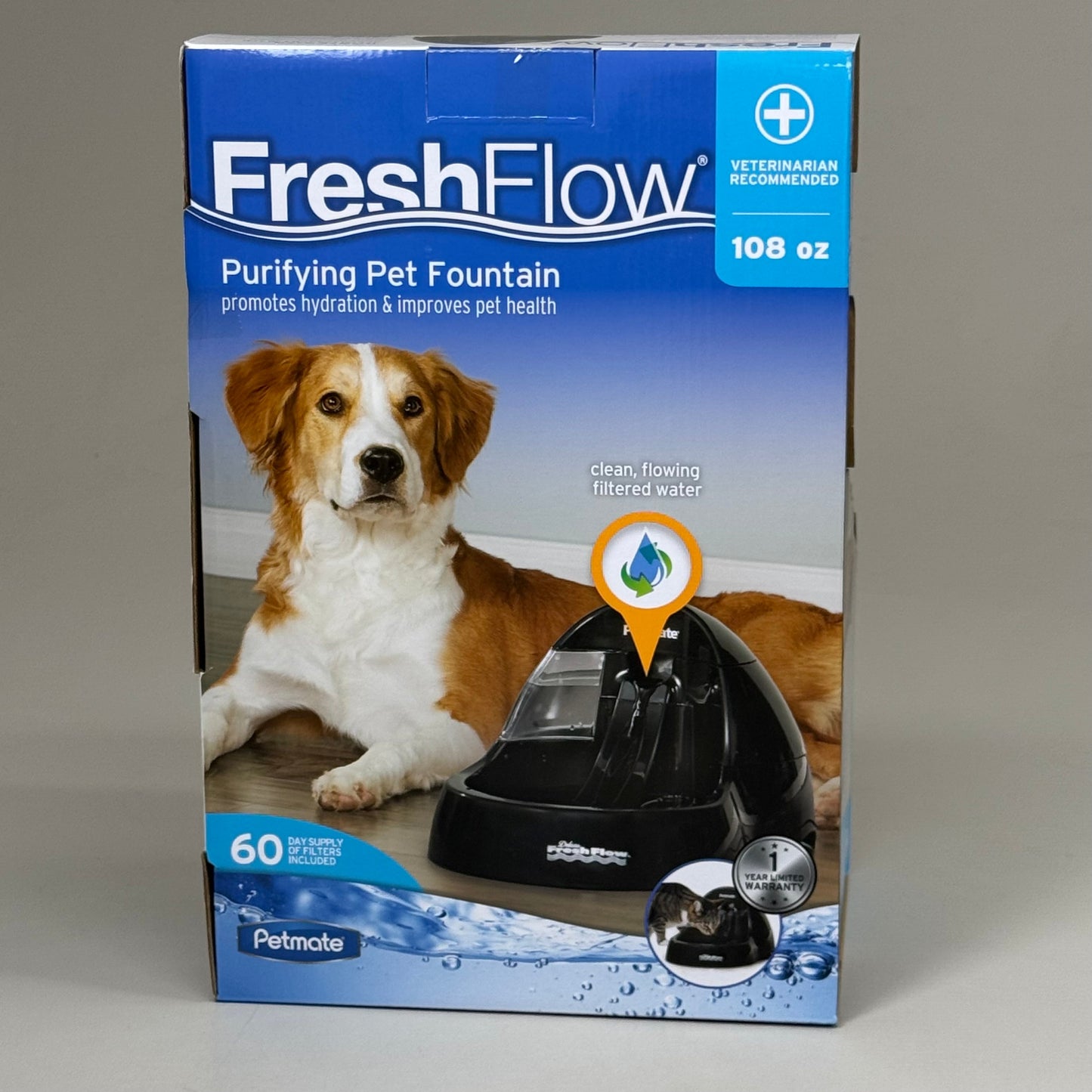 ZA@ PETMATE Deluxe FreshFlow Purifying Pet Fountain 108 oz Black 24870 A