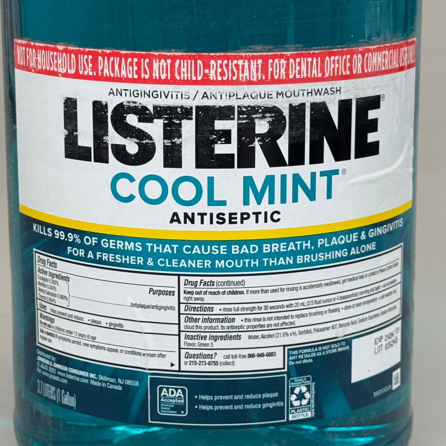 COOL MINT Antiseptic Mouthwash (2 pack) - 1 Gallon Bottles and Pump