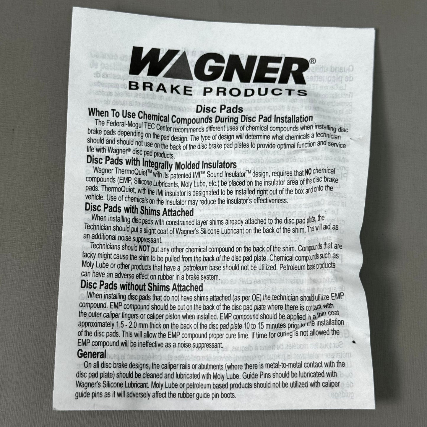 WAGNER QS Ceramic Disc Brake Pad Set 1 1/2" x 5" Black ZX763