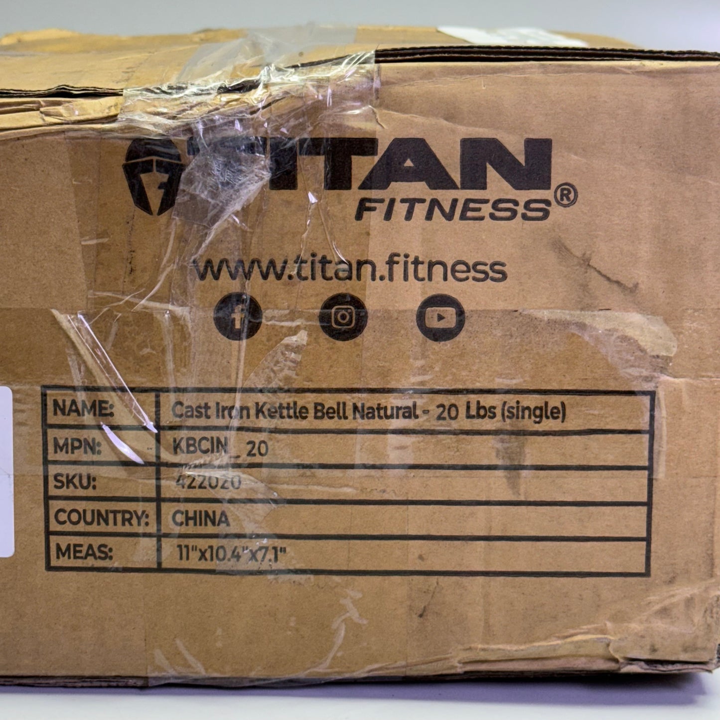 TITAN Kettlebell 20 Lbs 11" x 10.4" x 7.1" Black, KBCIN_20