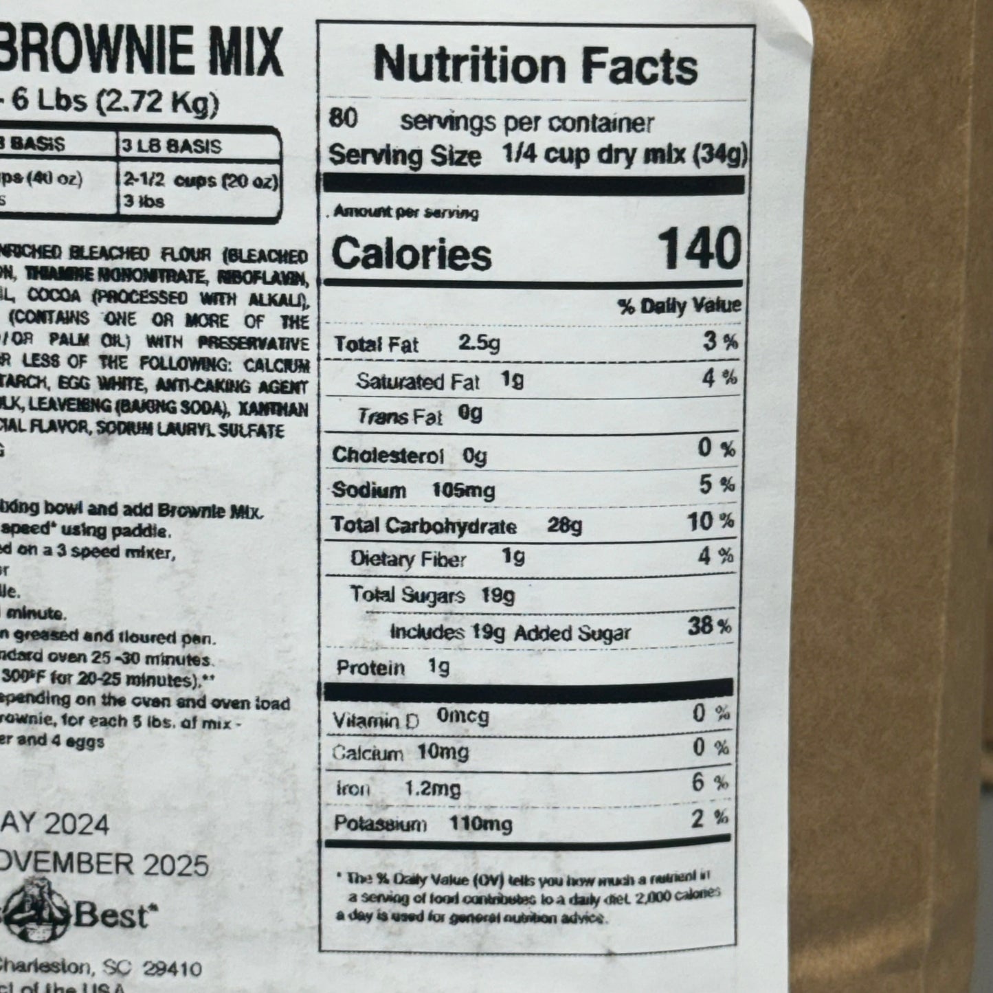 ZA@ ABBY’S BEST (6 POUNDS) Low Fat Brownie Mix Chocolate BB 11/25 C