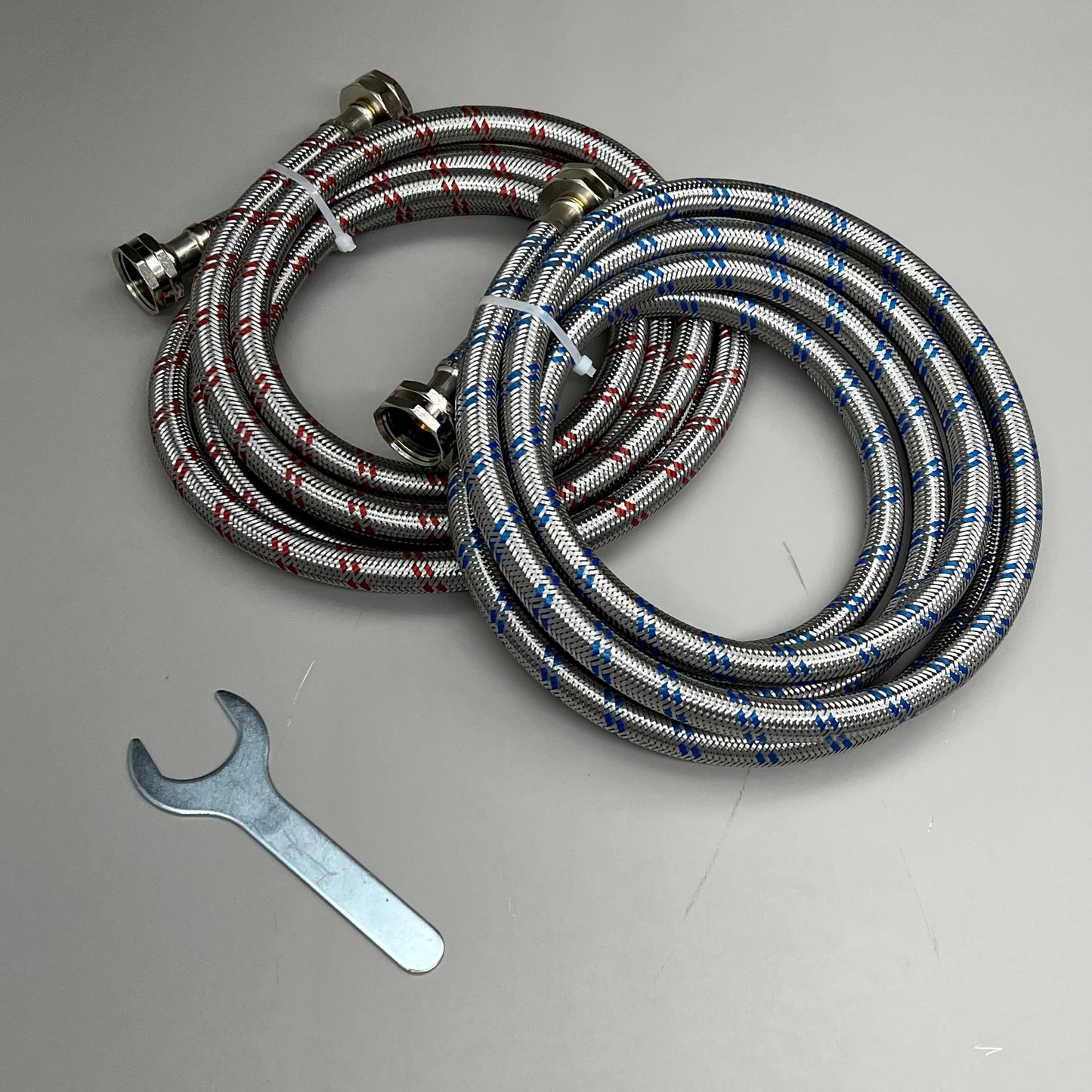 ZA@ Pallet of MIXED Tension Rod Assy, Stainless Steel Braided Washer Machine Hose, Aqua Film Concentrate, Polypropylene Bouffant & Beard Cover (New Other)