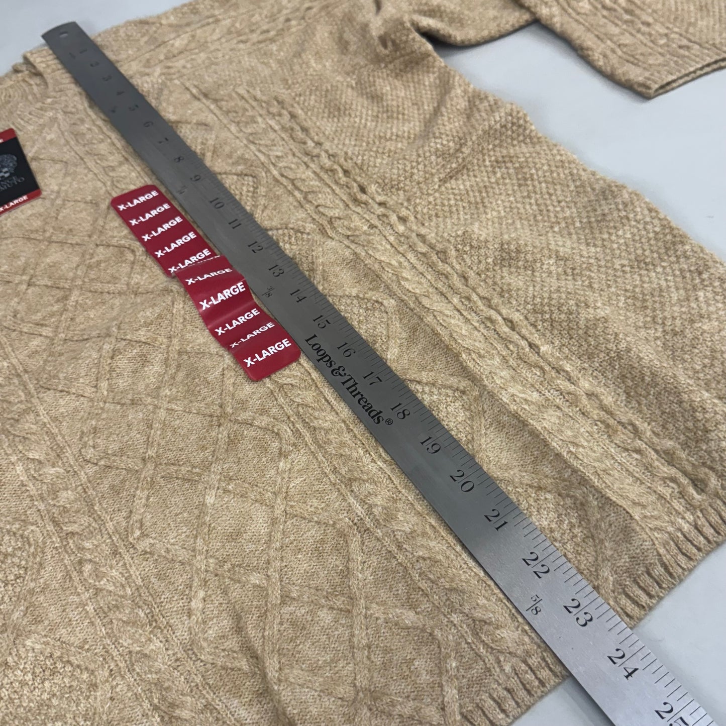 VINCE CAMUTO Cable Knit Sweater Women's Sz-XL Latte Heather SC2895