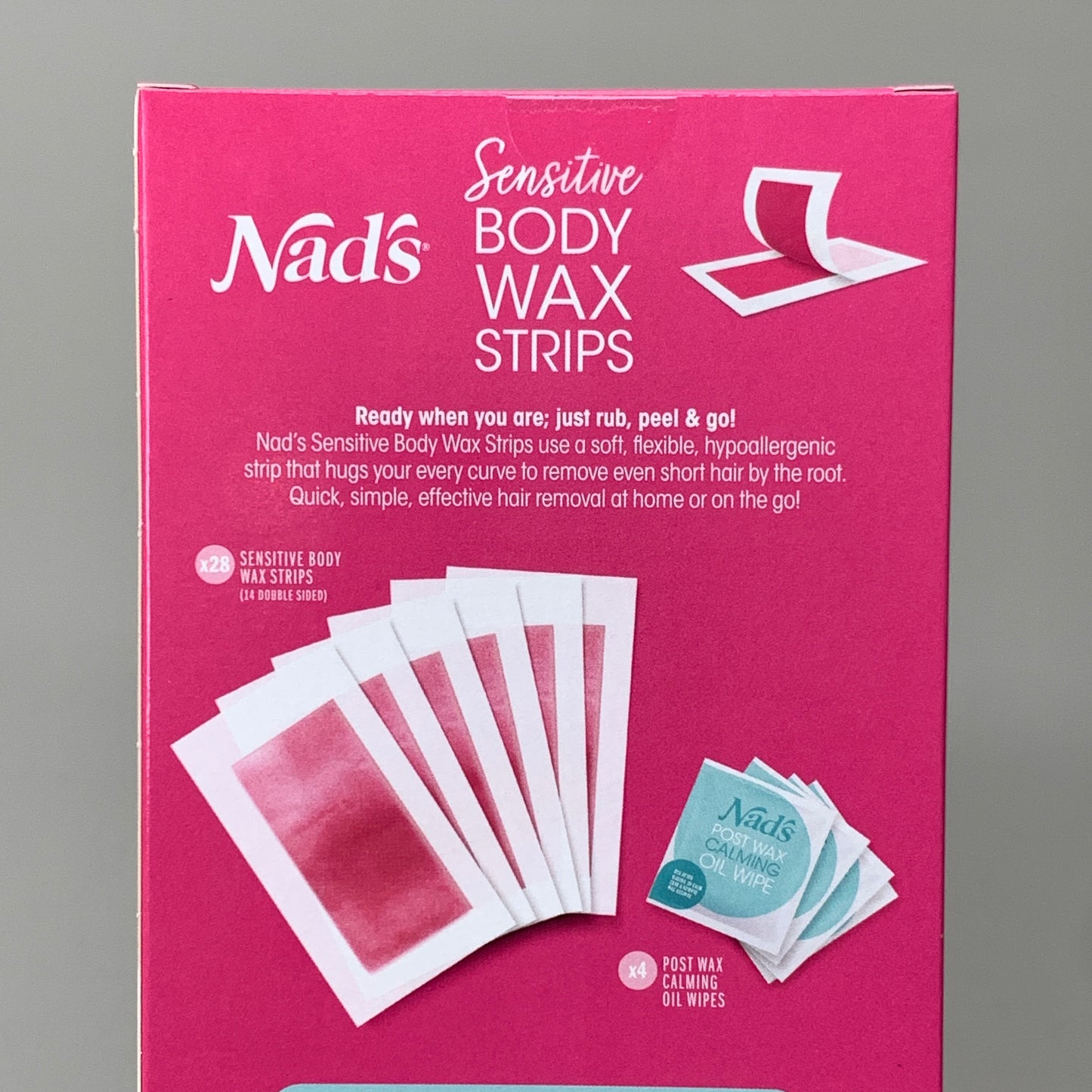 NADS 3 PK Sensitive Body Wax Strips Soothing Chamomile Extract and Sunflower Oil 4309EN06