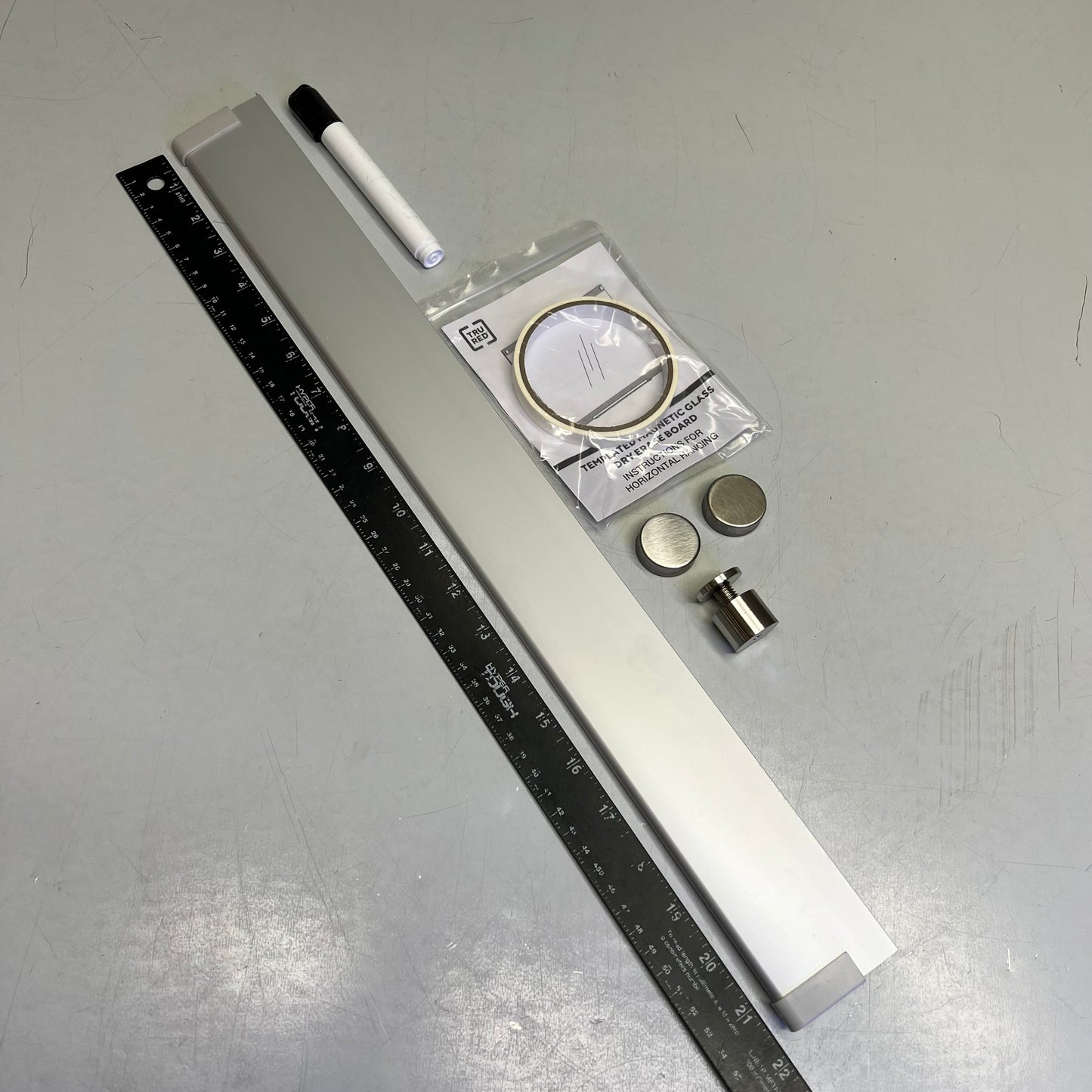 TRU RED Glass Templated Magnetic Glass Dry-Erase Whiteboard 3'x2' White TR62139