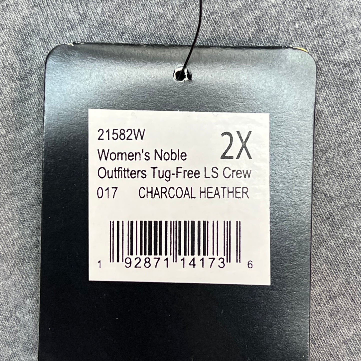 NOBLE OUTFITTERS Tug-Free Long Sleeve Crew Womens Sz 2XL Charcoal Heather 21582W