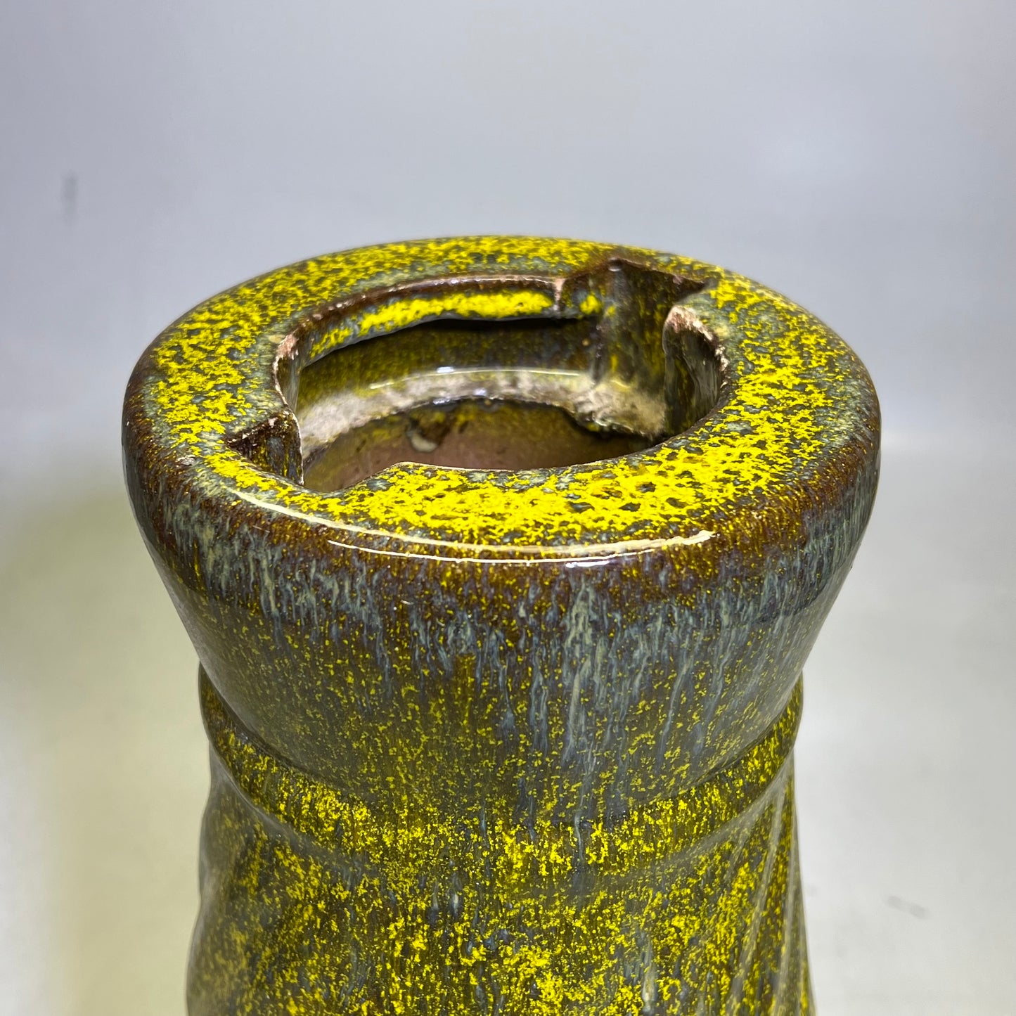 ZA@ Glazed Pottery 2 Piece Swirl Stand Bird Bath 22" L x 20" Dia Bright Yellow/Taupe