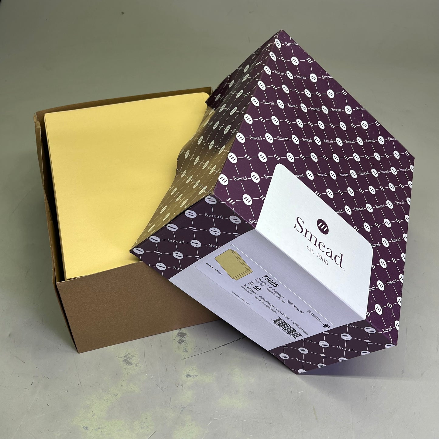 SMEAD (50 PACK) 100% Recycled File Jackets Reinforced Straight Cut 2" W 75605