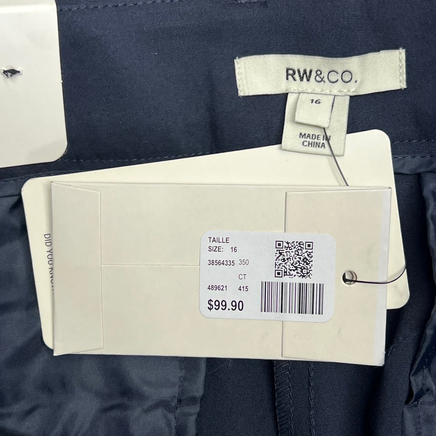 RW & CO Straight Leg Trouser Straight Leg  Women's Sz 16 Night Sky 489621