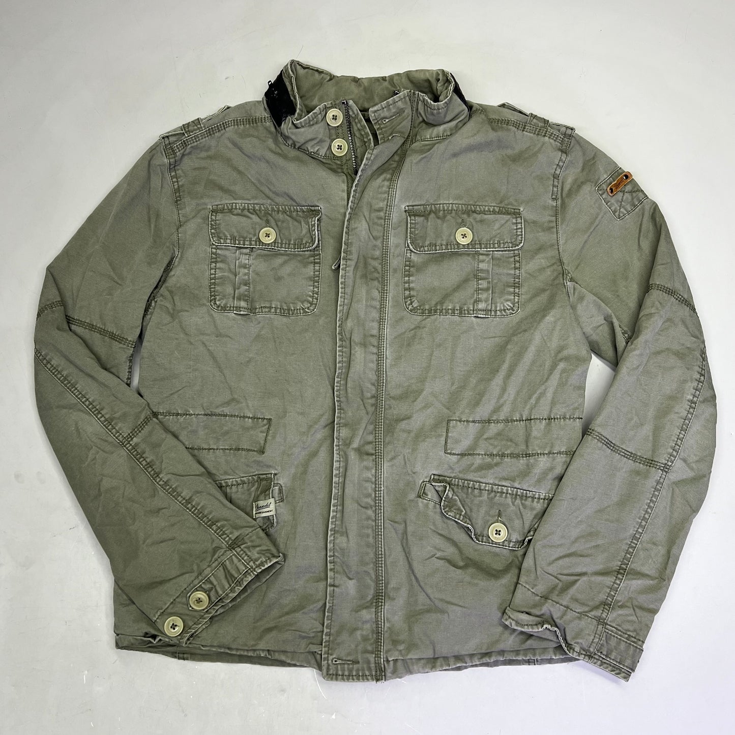 BRANDIT Military Jacket Vintage Cotton Inside & Out Men's Sz M Vintage Green