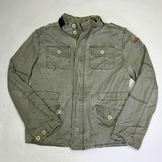 BRANDIT Military Jacket Vintage Cotton Inside & Out Men's Sz M Vintage Green