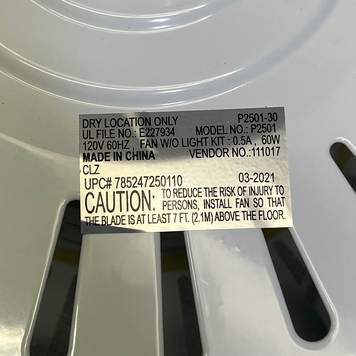 PROGRESS 3-Speed AirPro Ceiling Fan w/ White & Oak Look Blades & LED Dome Light P2501