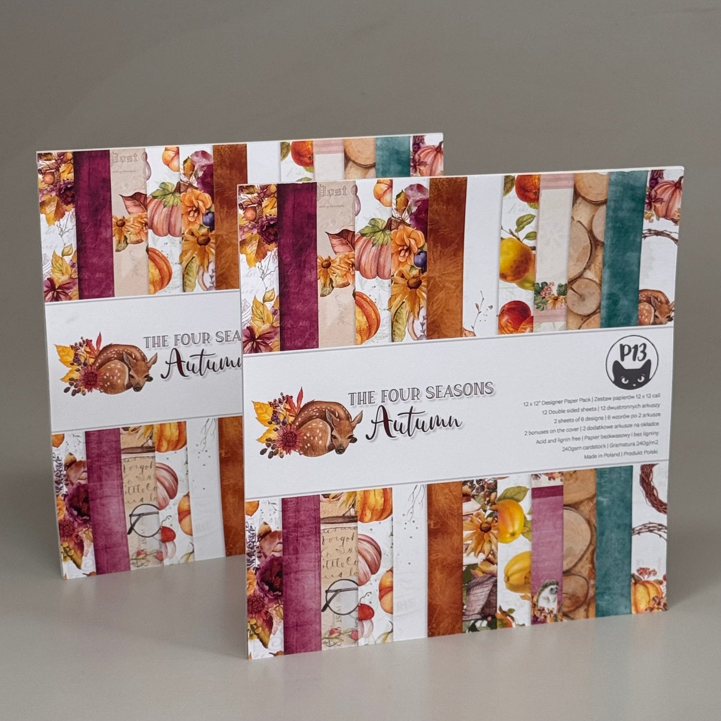 THE FOUR SEASONS (2 Pack) Autumn Collection Paper Pad Stock Paper 12" x 12" 6 Designs