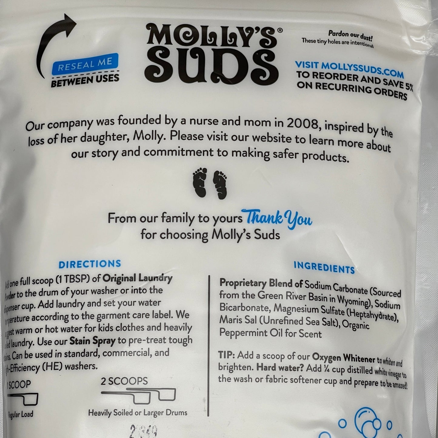 ZA@ MOLLY'S SUDS Original Laundry Powder Ultra-Concentrated Peppermint 79 oz 120 Loads