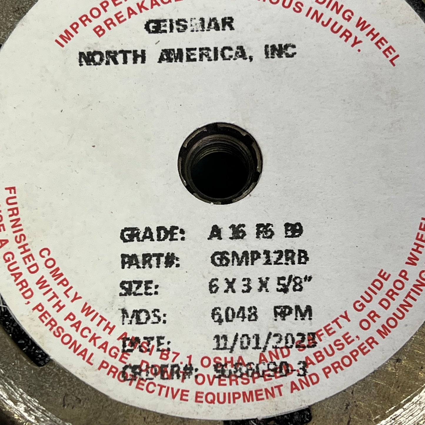 GEISMAR Grinstones For MP12 Series Steel Back Profile 6x3x5/8" GS MP-12-R-B