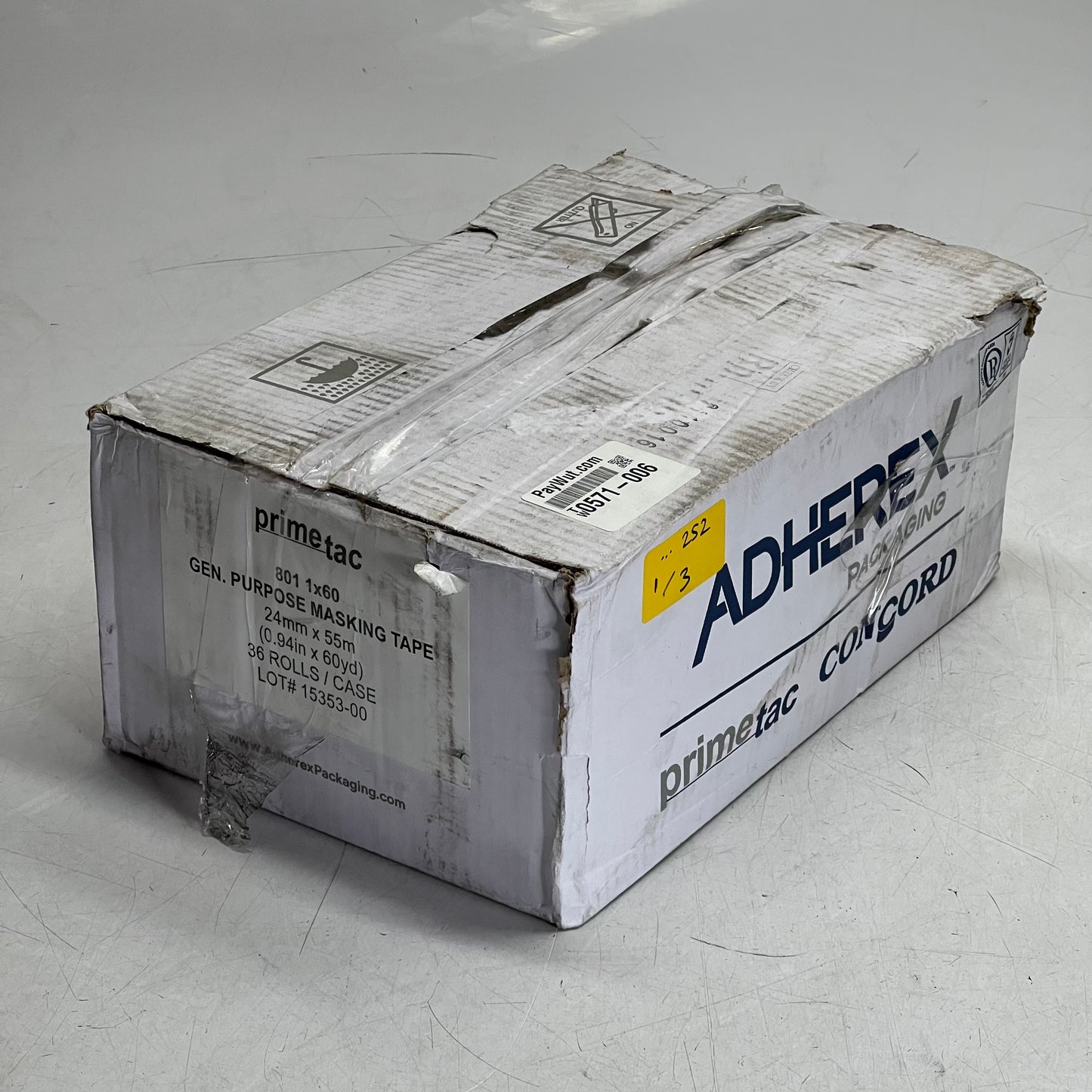 PRIMETAC (36 PACK) General Purpose Masking Tape Sz 0.94" x 60', Light Yellow 15353-00 (New Other, Distressed Box)