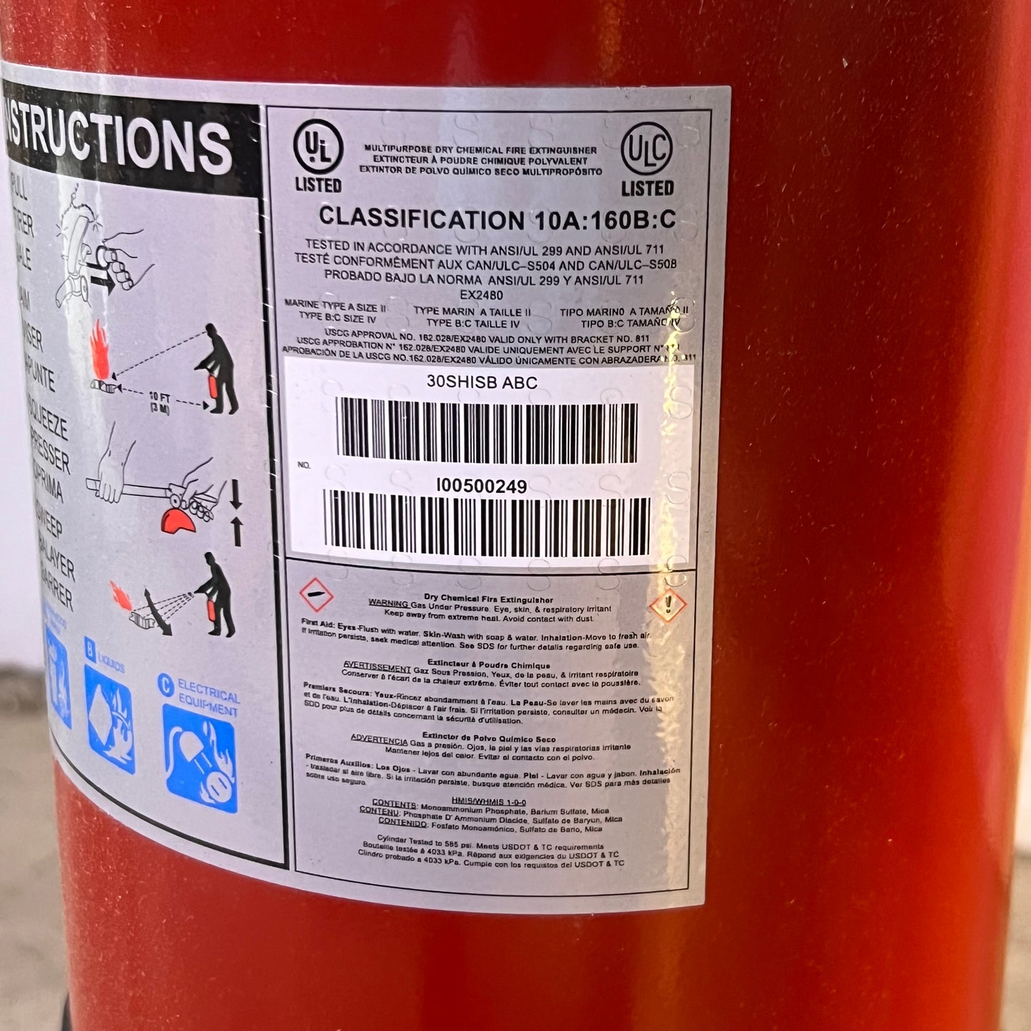 ZA@ BUCKEYE Fire Extinguisher 30 Lb 30SHIDB-ABC B