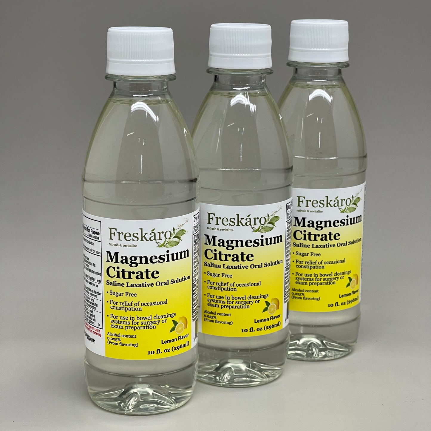 FESKARO (3 PACK) Magnesium Citrate Saline Laxative Oral LEMON 10 fl oz 01/2026