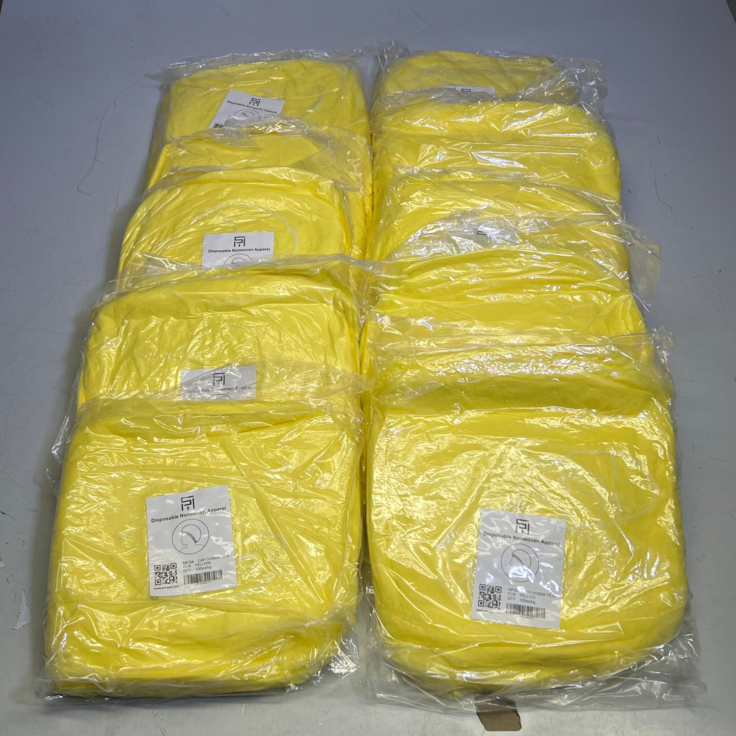 SRT (1000 Pcs) Polypropylene Bouffant Caps 24", Yellow CAP-310009-YE-E