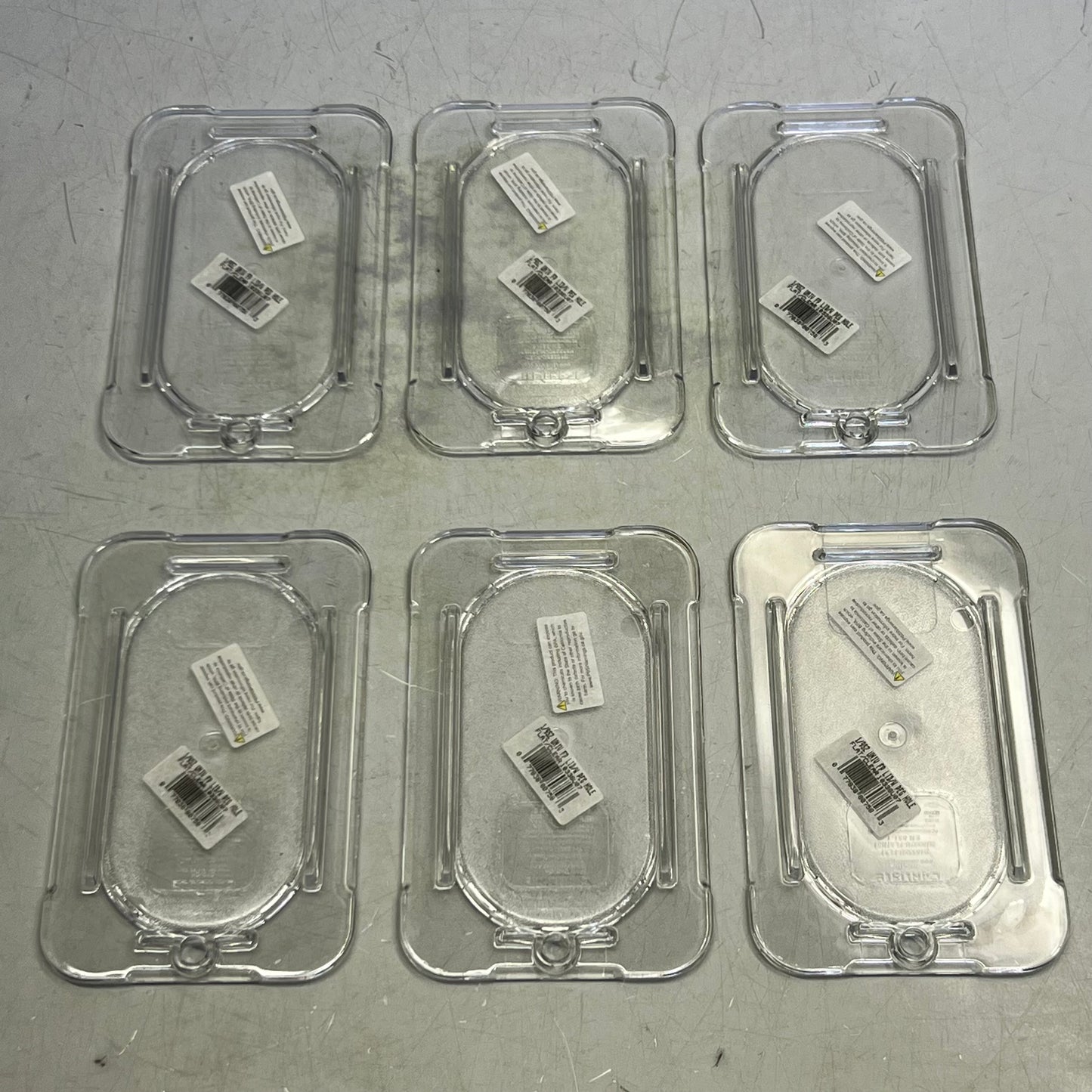 ZA@ CFS (6 PACK) Polycarbonate Flat Universal Lid 1/9 Sz 6.8"L x 4.2"W