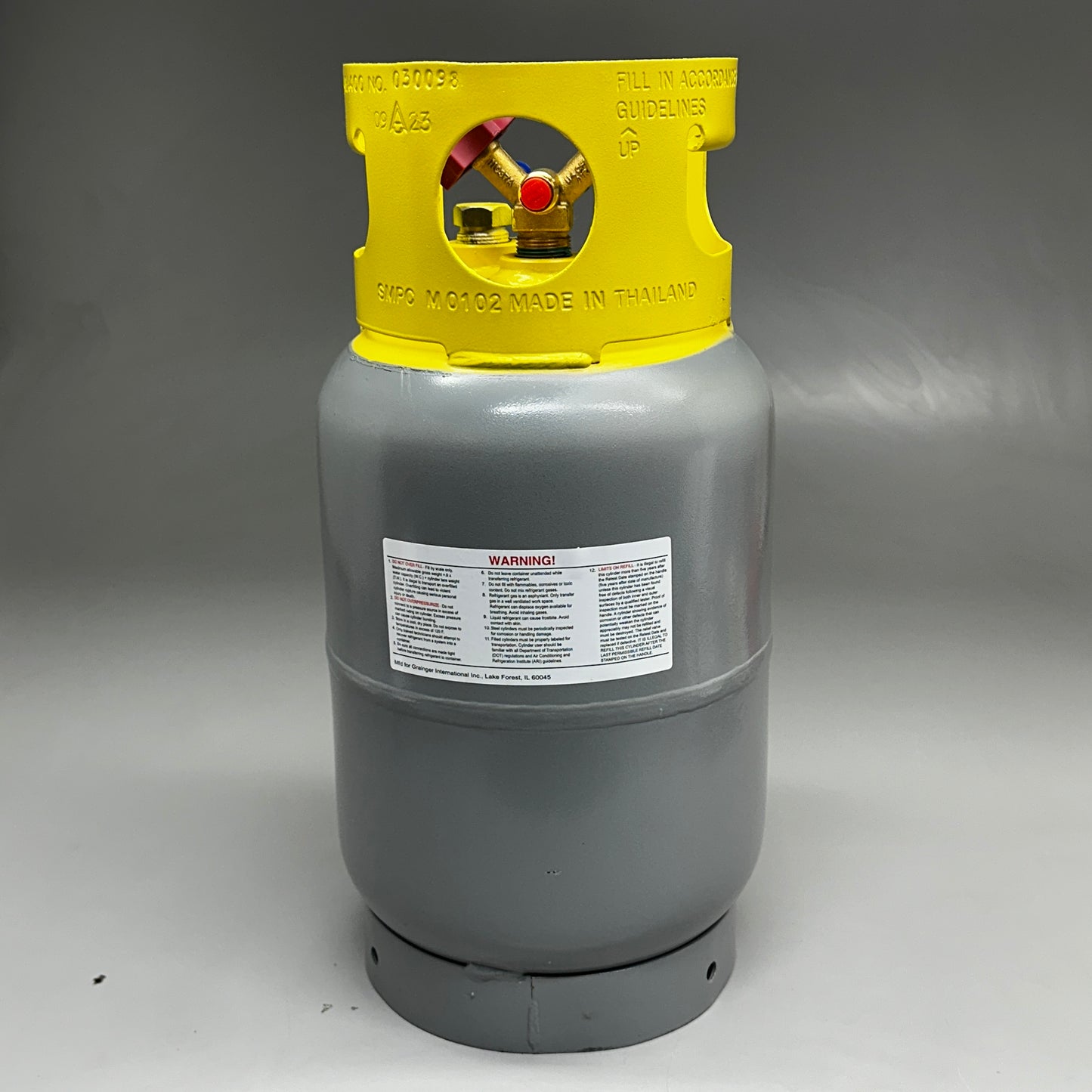 R410A Refrigerant Recovery Tank 18.5"x7" Gray and Yellow