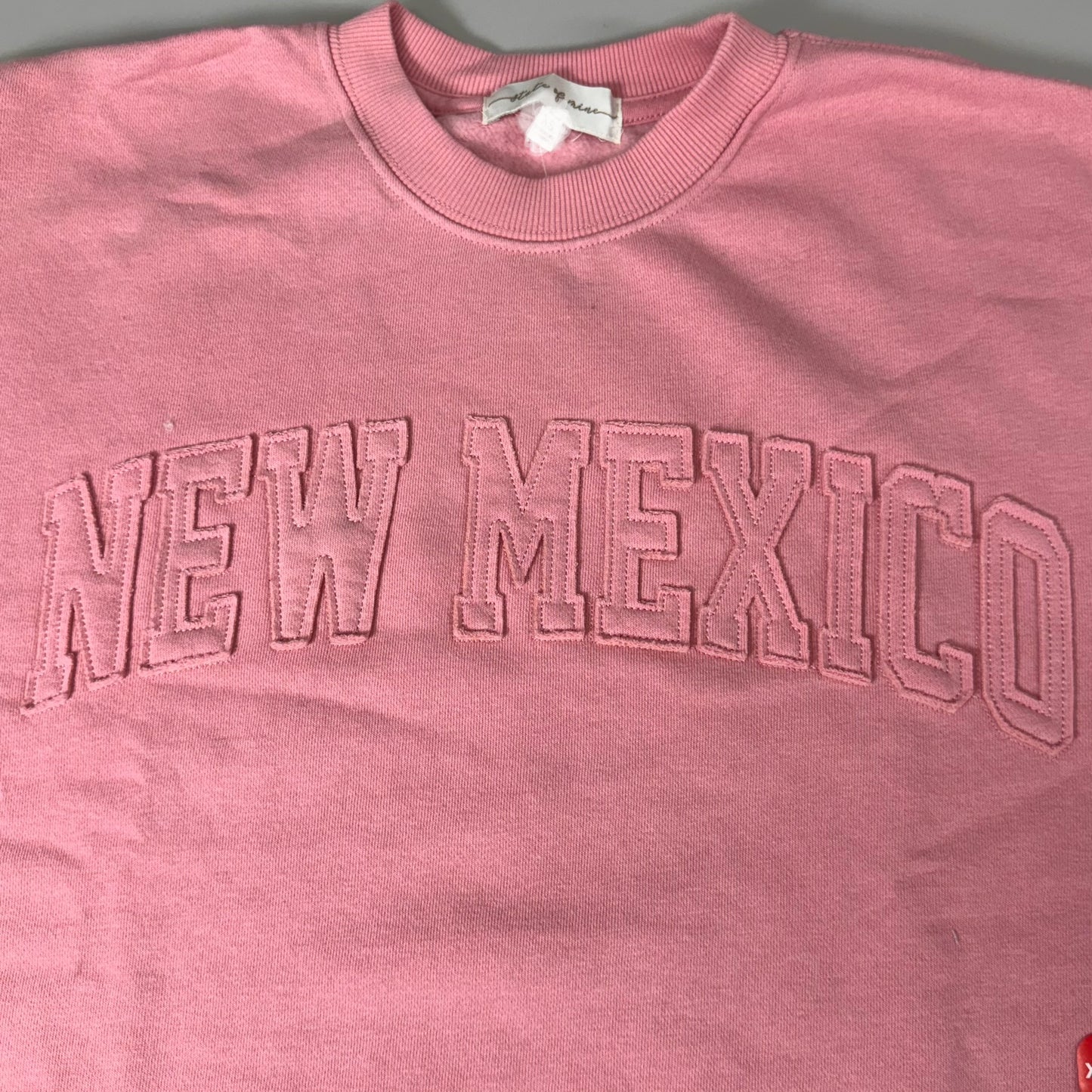 STATE OF MINE Sewn on New Mexico Crewneck Hoodie Blush Pink Women's Sz XL 15711