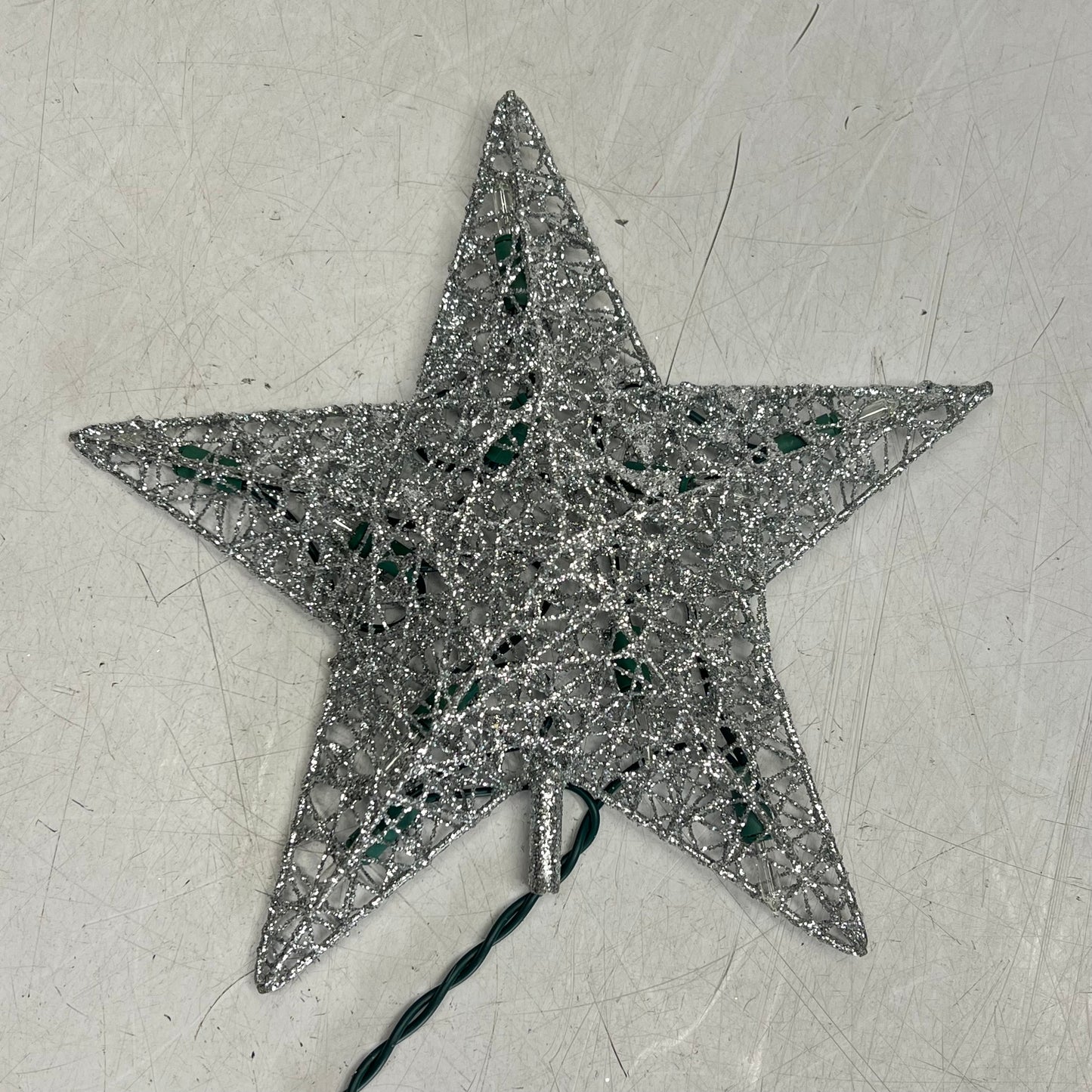 KURT S ADLER Wire Star Tree Topper Christmas Decor 9" 10 Light Silver UL0131S
