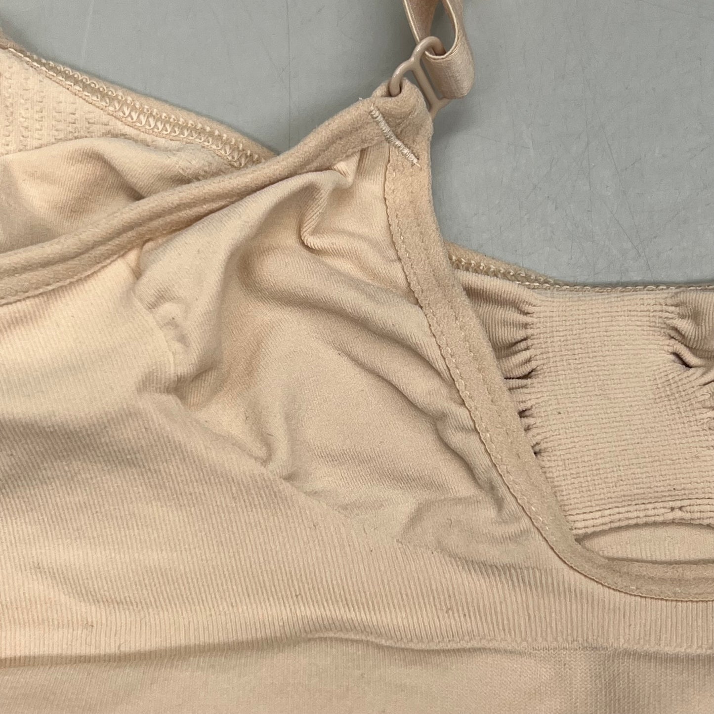 SKIMS Strong Support Seamless Sculpt Bralette Pique Stitching Women's Sz L Sand