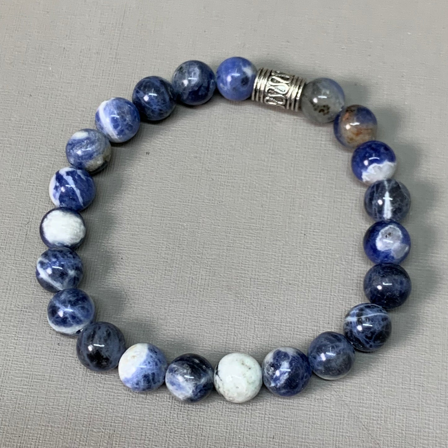 BEST WHOLESALE 12-PACK! Blue Marbled Beaded Crystal Bracelets 3" Silver Jewel New