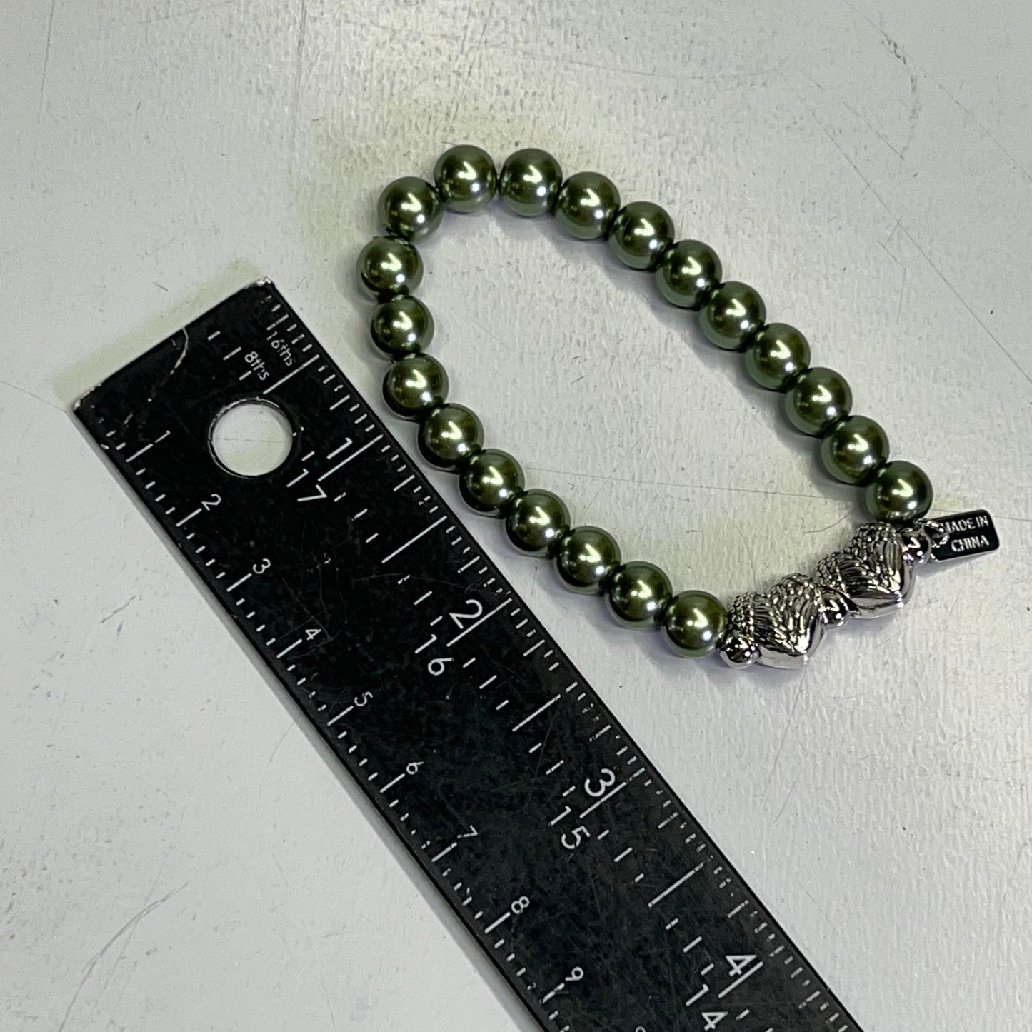 VALERIE PARR HILL  Angel Wing Heart & Pearl Friendship Bracelets Sz Small Green