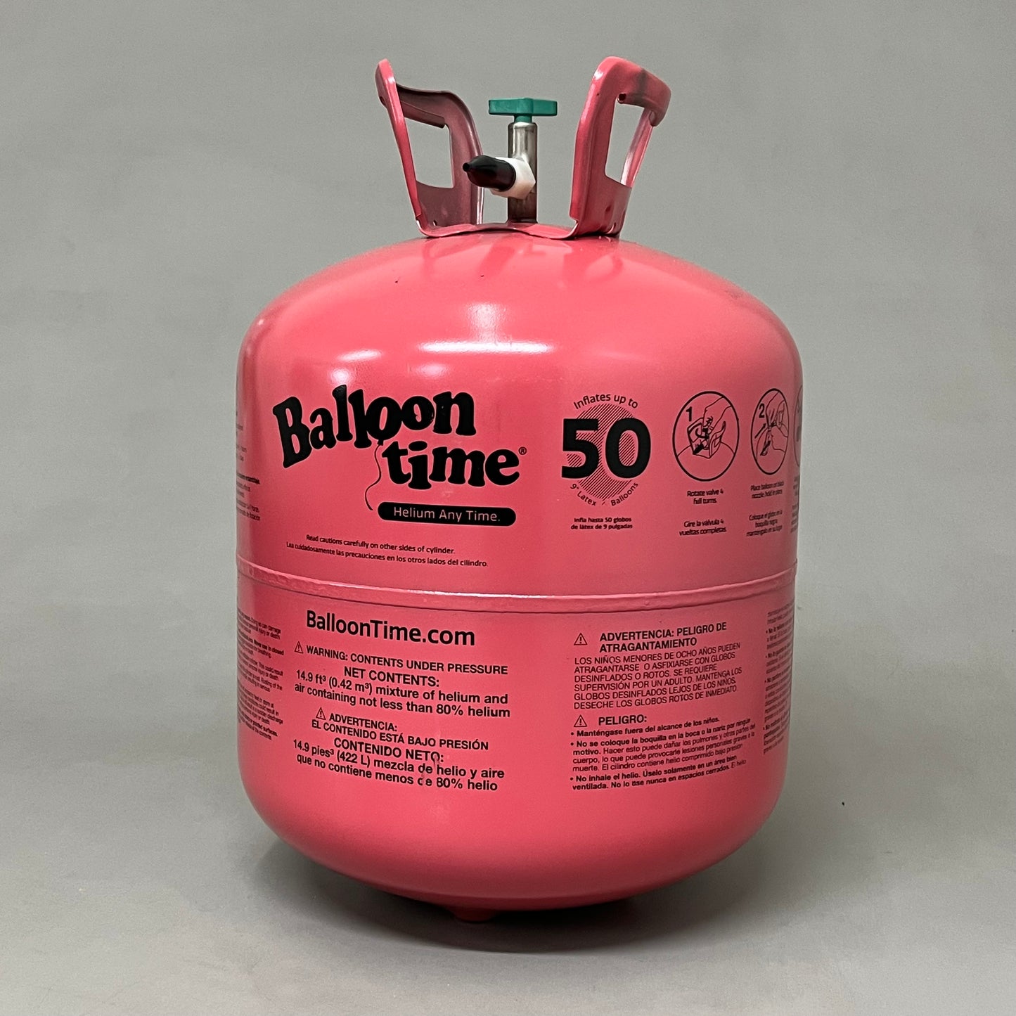 BALLON TIME Jumbo Helium Kit Contains 14.9 Cubic ft w/Balloons As-is Damaged Box