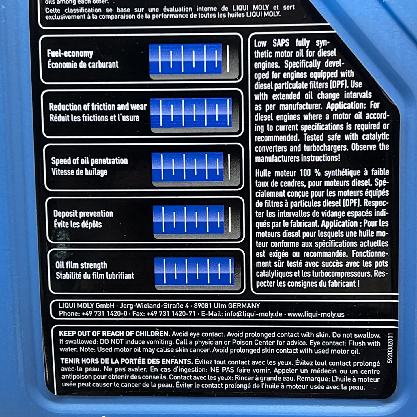 LIQUI MOLY (6 PACK) All Season Longtime HighTech Engine Engine Oil 5W-30 1L 2038
