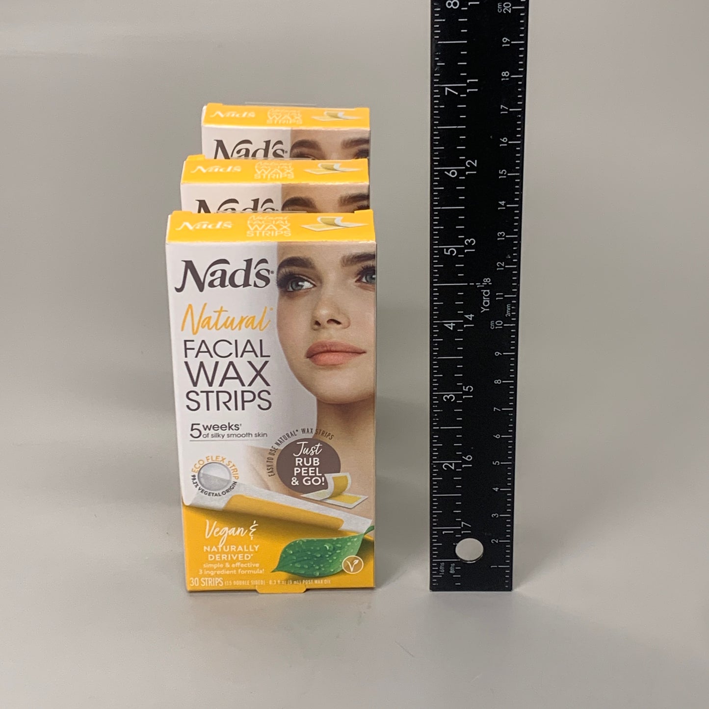 NADS 3 PK Natural Facial Wax Strips Vegan With Post Wax Oil 6501EN06