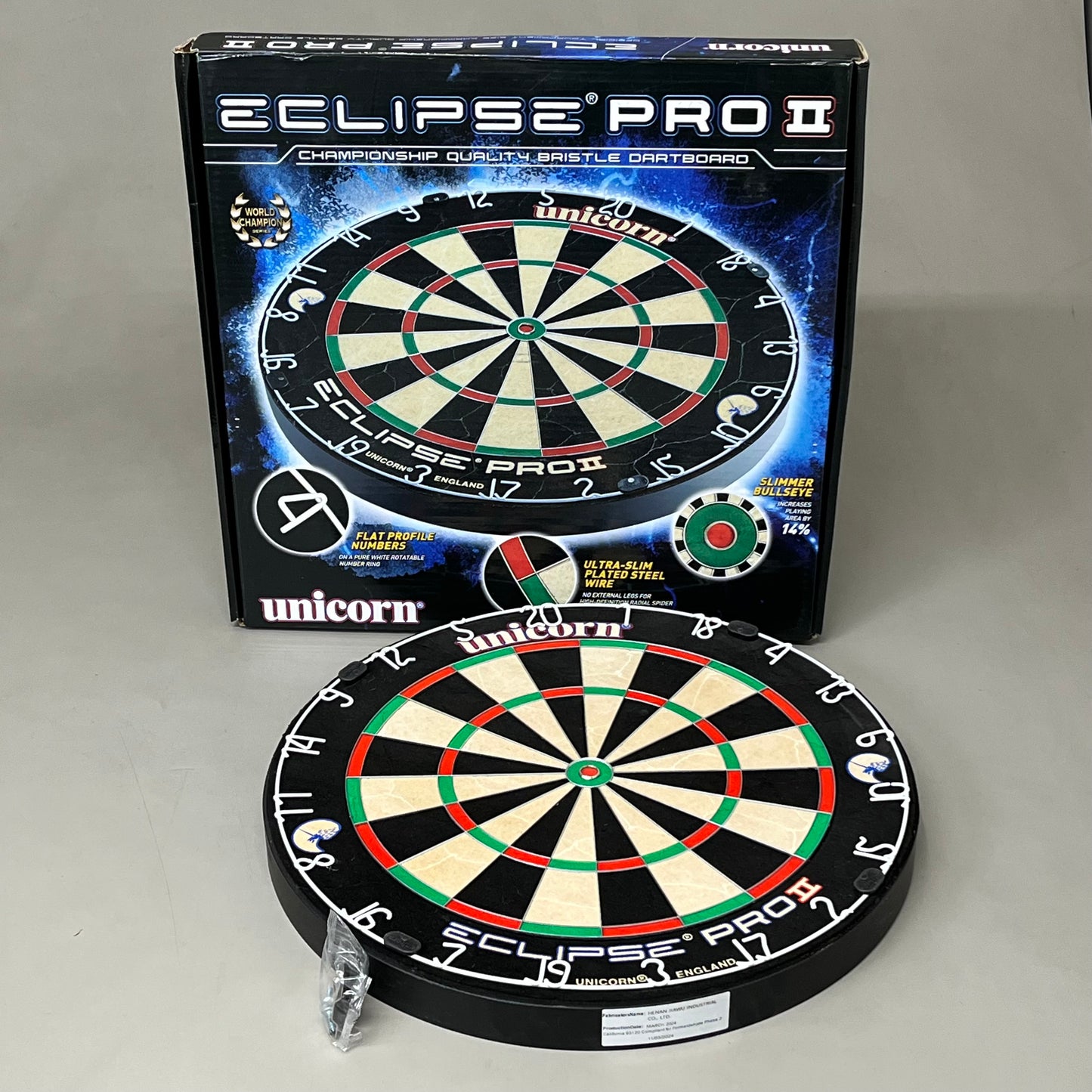 UNICORN Eclipse Pro 2 Dartboard Championship Quality Slim Flat Profile C4239