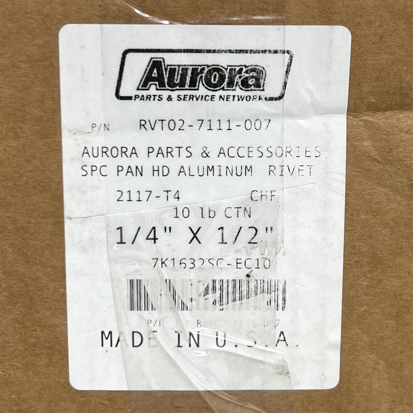 AURORA BUCK RIVET (10 LB Box) ALUM Pan HD 1/4" X 1/2" RVT02-7111-0-002