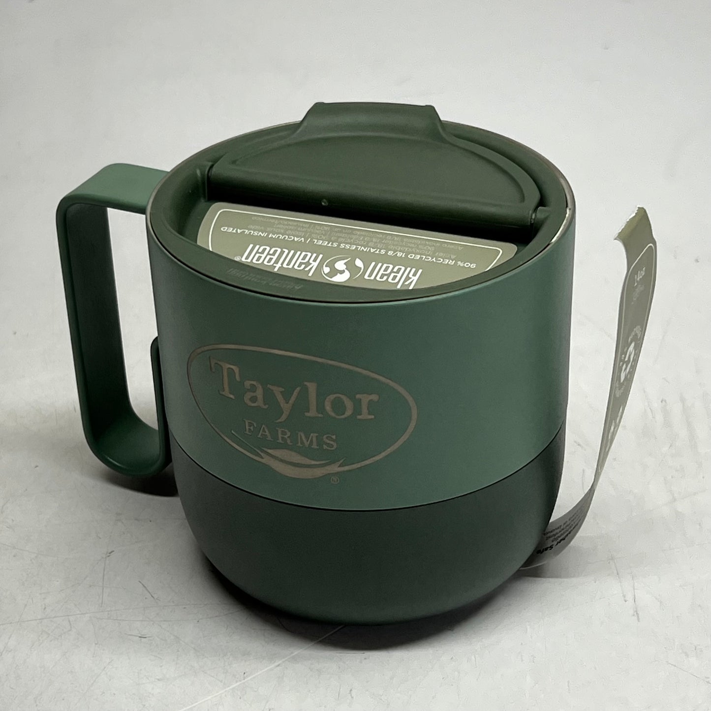 ZA@ KLEAN KANTEEN Rise Mug W/ Flip Lid W/ Taylor Farms Company Logo 14 Oz Sea |Spray 1010194