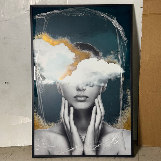 SUNPAN Mind Over Matter Framed Sz 60” W x 40” H (AS-IS, Plexiglass is Scratched)