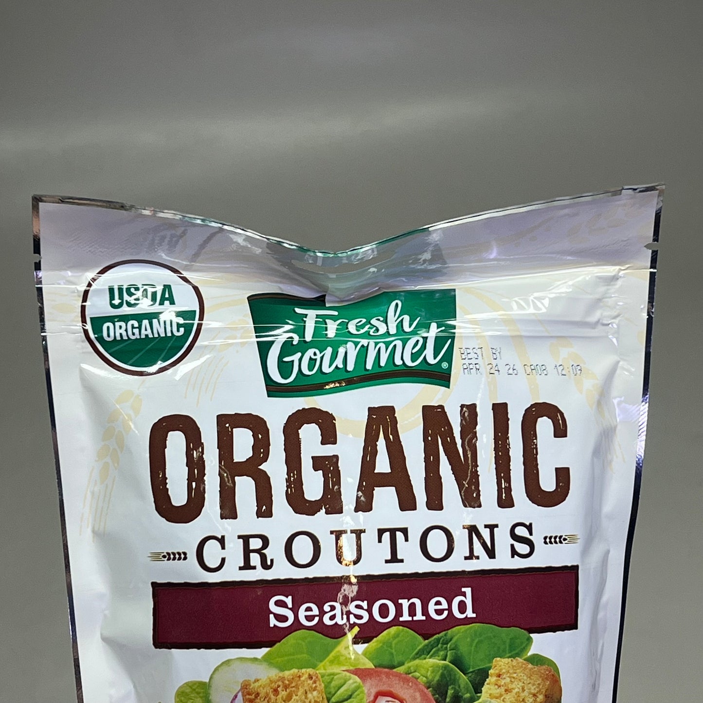 FRESH GOURMET (9 PACK) Organic Croutons Seasoned Salad Topping 4.5 oz BB 04/26