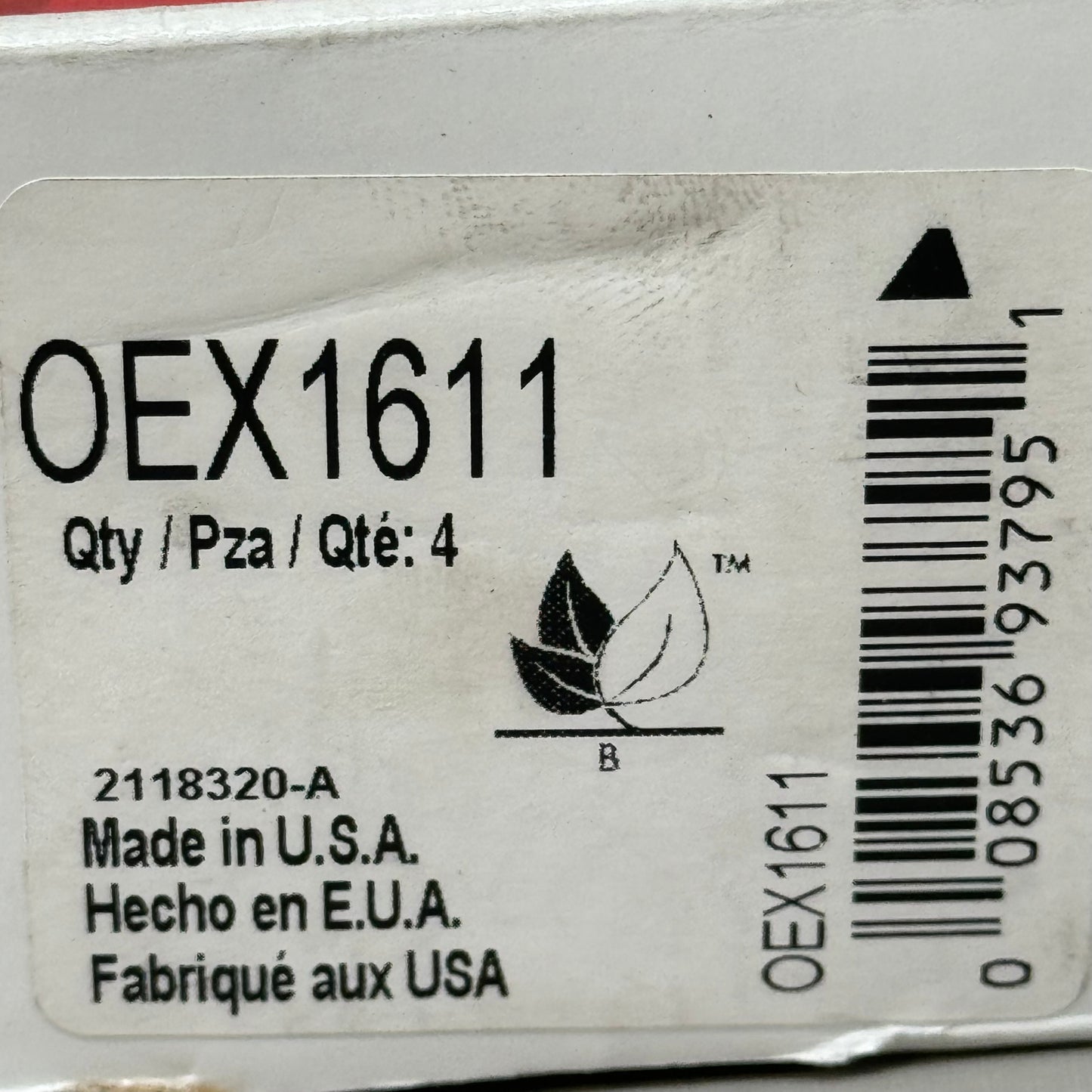 WAGNER OEx Premium Ceramic Disc Brake Pad Set 8" x 2 1/2" Grey OEX1611