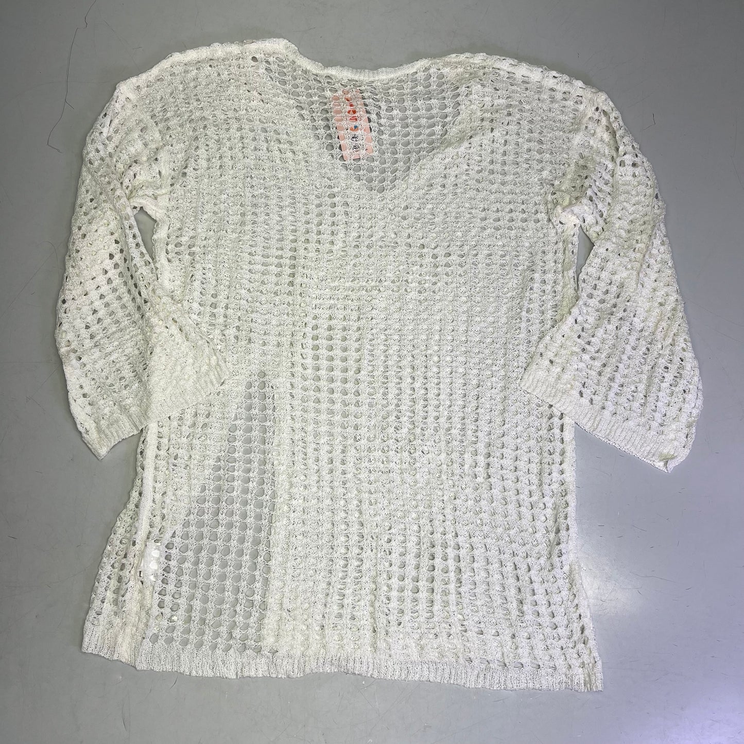 ATTRACO Crochet V Neck Flare Sleeve Swimsuit Coverup Women's Sz M White