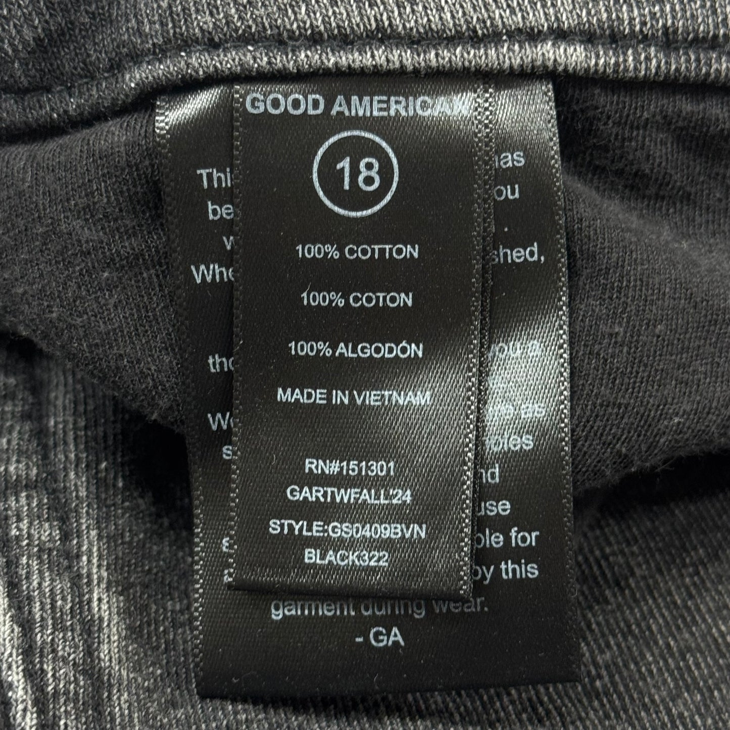 GOOD AMERICAN Jeanius Good Skate Jeans Women's Sz 18 Black GS0409BVN