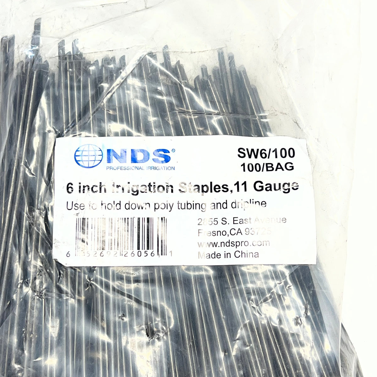 ZA@ NDS (100 PACK) Irrigation Staples Round Top  6"x 11 ga Silver SW6/100