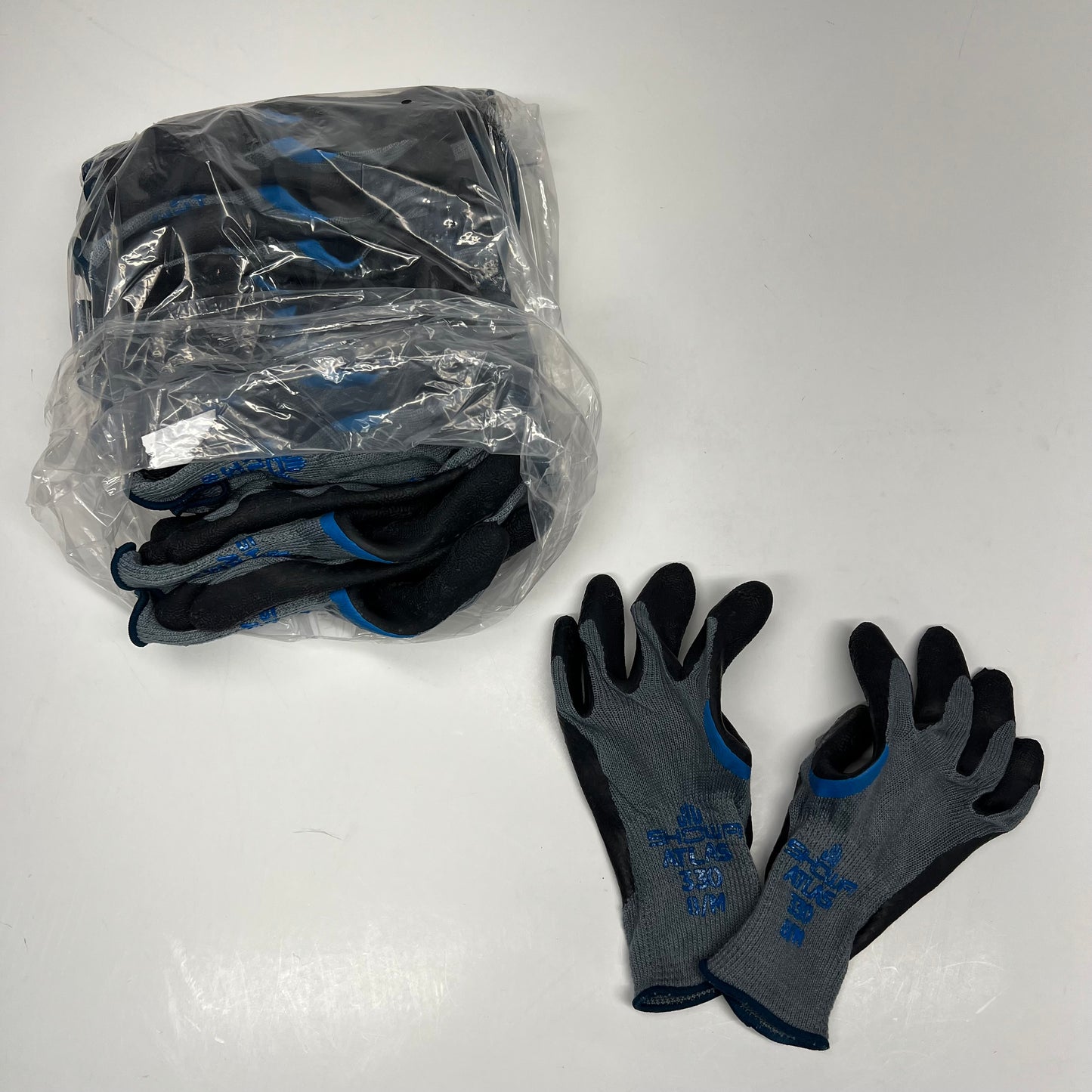 SHOWA (12 PACK) Coated Knit Gloves Rough Latex Unisex Sz M 10 Ga Grey 330L-09