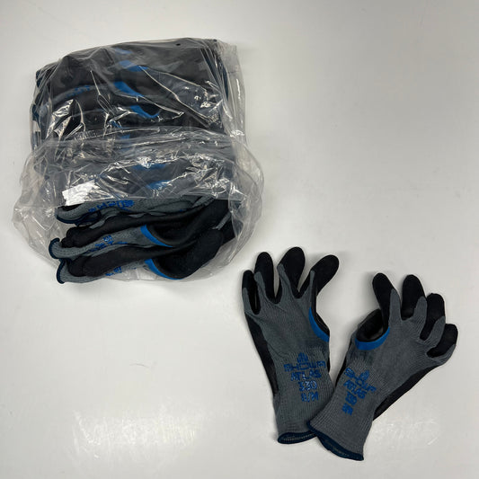 SHOWA (12 PACK) Coated Knit Gloves Rough Latex Unisex Sz M 10 Ga Grey 330L-09